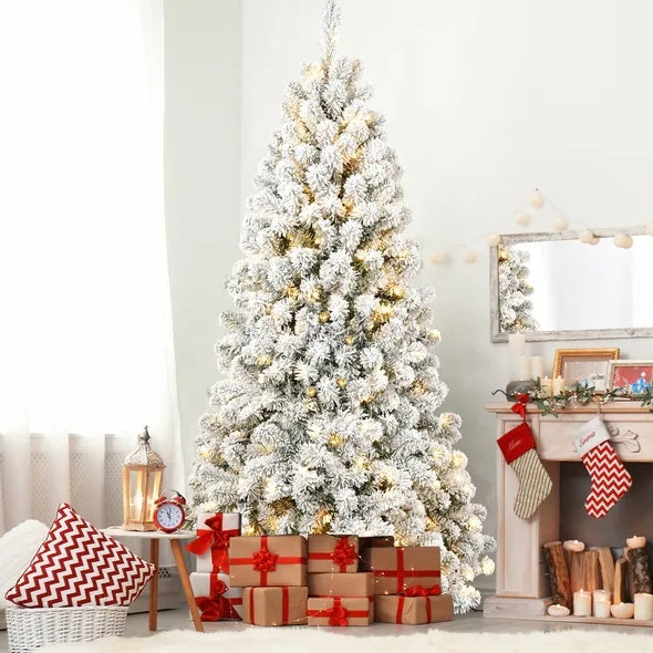 5ft Pre-lit Flocked Christmas Tree – Eco-friendly, fireproof artificial tree.