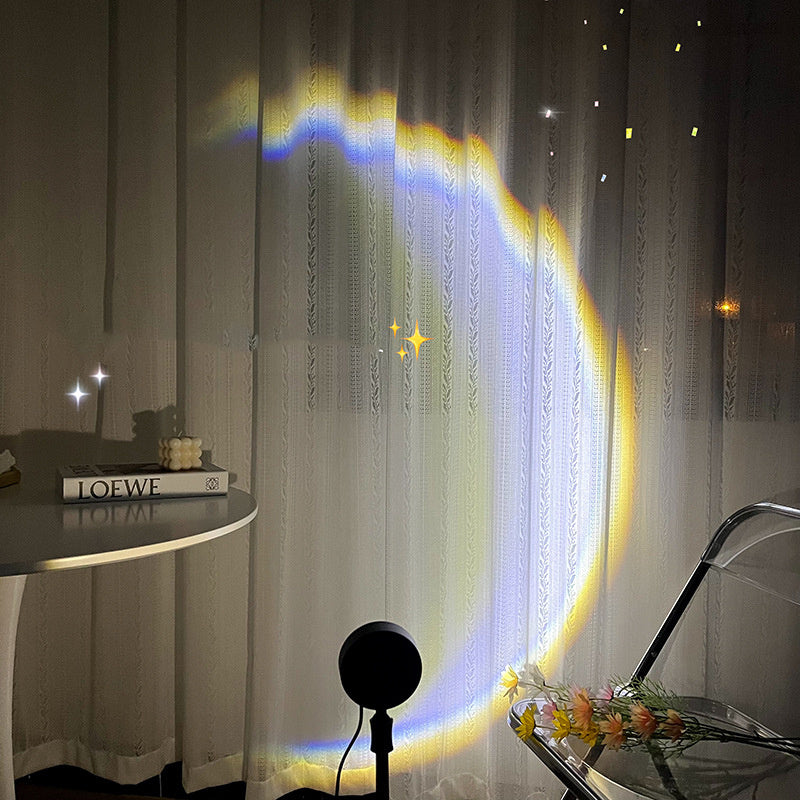 USB Moon and Sunset Lamp with LED Rainbow Projector