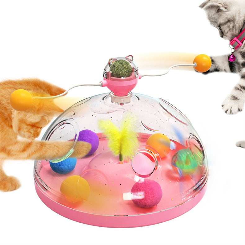 Interactive Windmill Cat Toy with Catnip and Luminous Ball