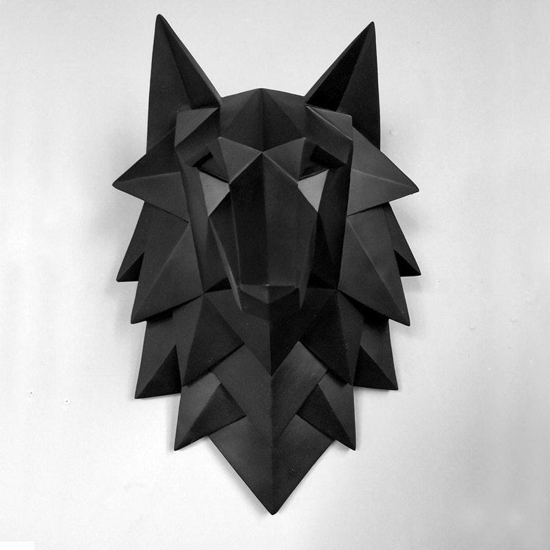 3D Abstract Wolf Head Sculpture, Handmade Resin Art for Wall Decor.