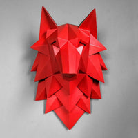 3D Abstract Wolf Head Sculpture, Handmade Resin Art for Wall Decor.