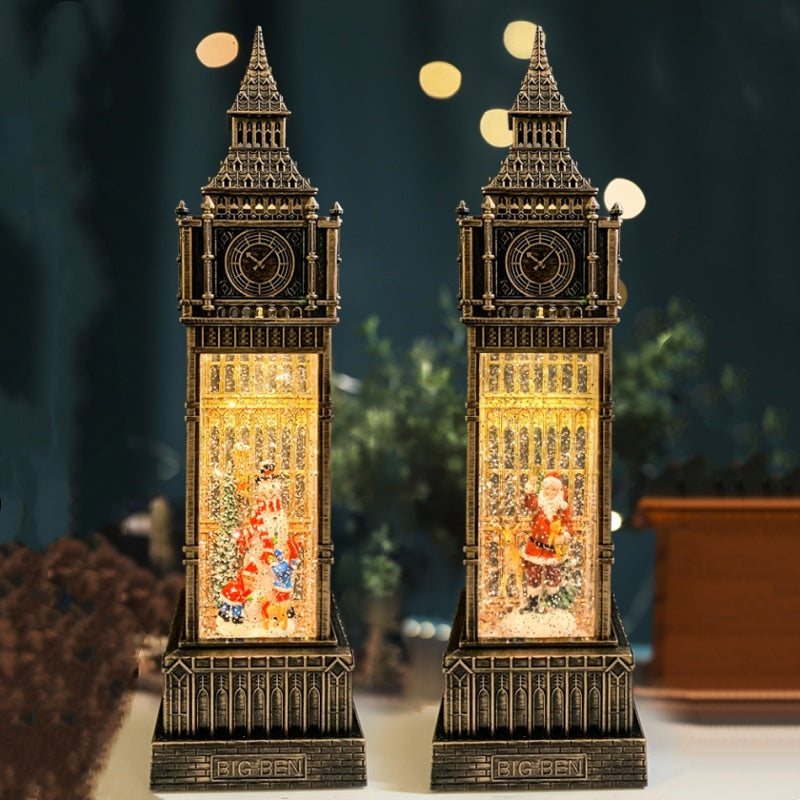 Christmas Old Man Snowman Big Ben Retro Decorations