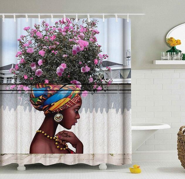 African Girl Graffiti Shower Curtain