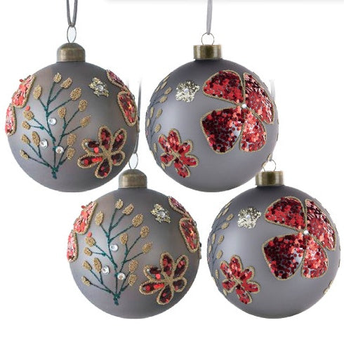 D4.7 Glass Christmas Ornaments, Set of 4.