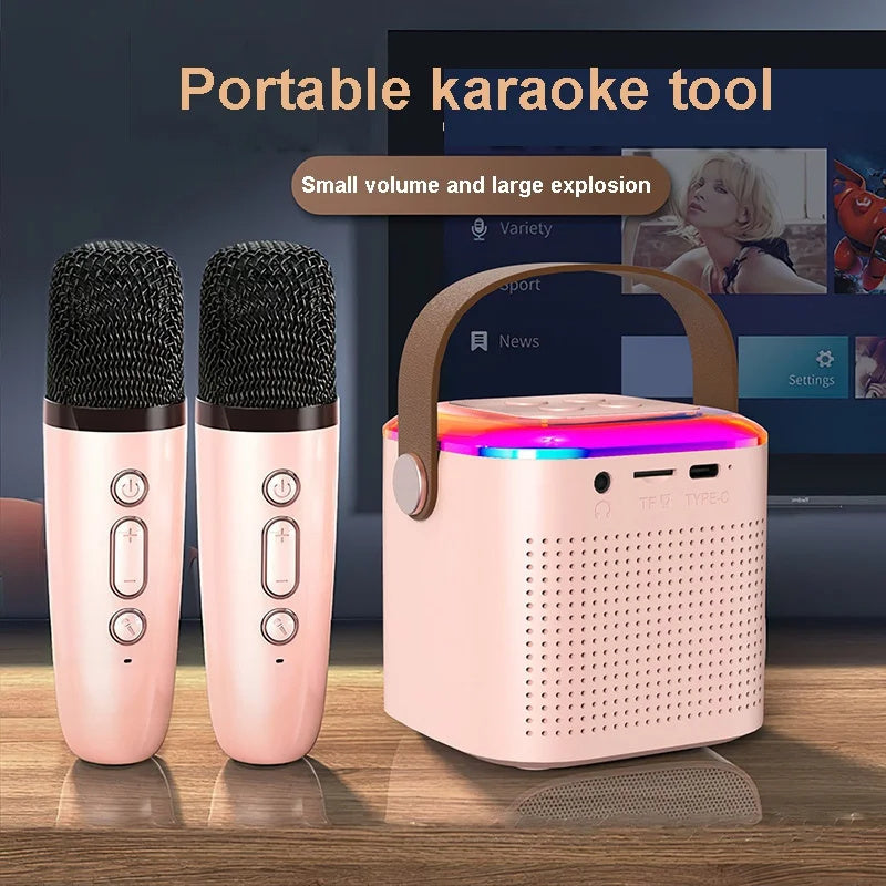 Karaoke machine with wireless mics.