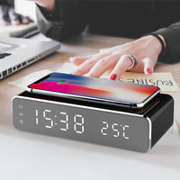 LED Electric Alarm Clock With Wireless Charger Desktop