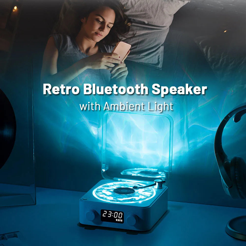 Vintage Turntable Speaker: Bluetooth, Vinyl Player, RGB Lamp