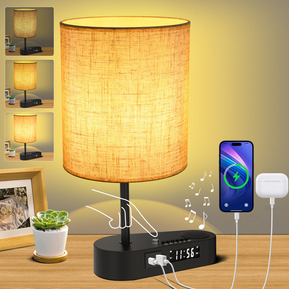 Bluetooth Alarm Clock with Table Lamp