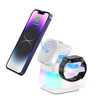 4-in-1 Wireless Charger Stand: Rotatable with Colorful Lighting