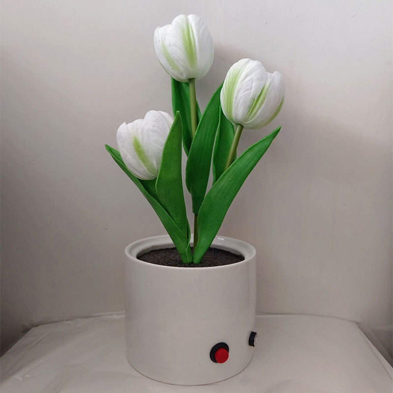 LED Tulip Night Light with Potted Flower Design