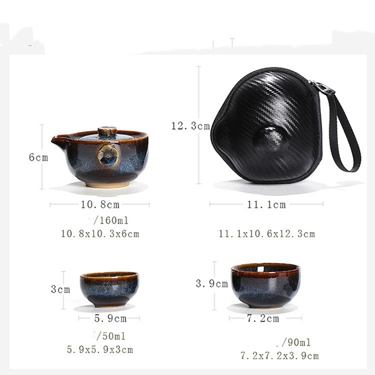 One Pot And Two Cups Portable Car Travel Kung Fu Tea Set