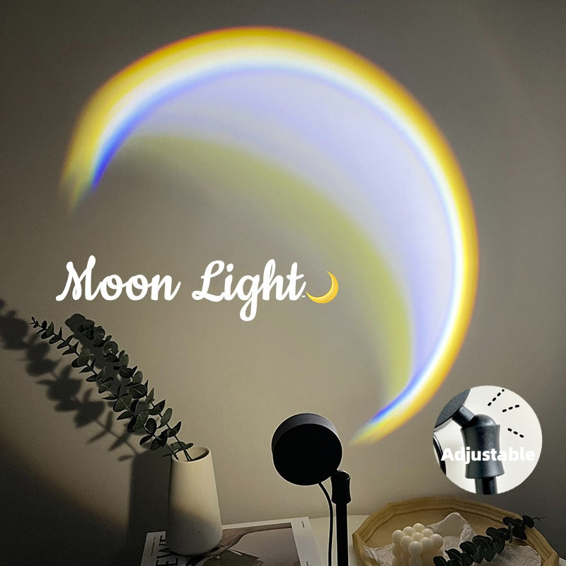 USB Moon and Sunset Lamp with LED Rainbow Projector