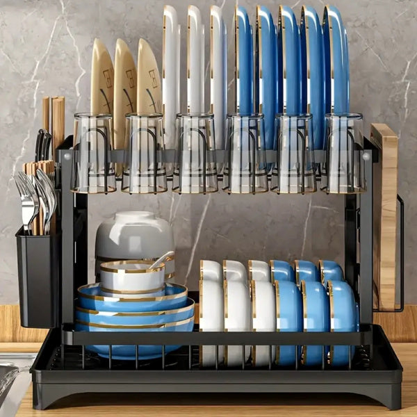 2-Tier Drying Rack with Drainage Board.