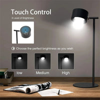 Touchable LED table lamp with magnetic base.