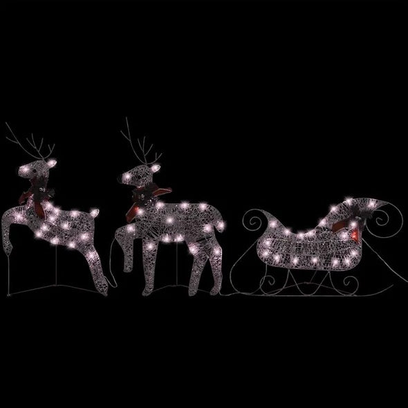 LED Outdoor Gold Reindeer & Sleigh Christmas Decor