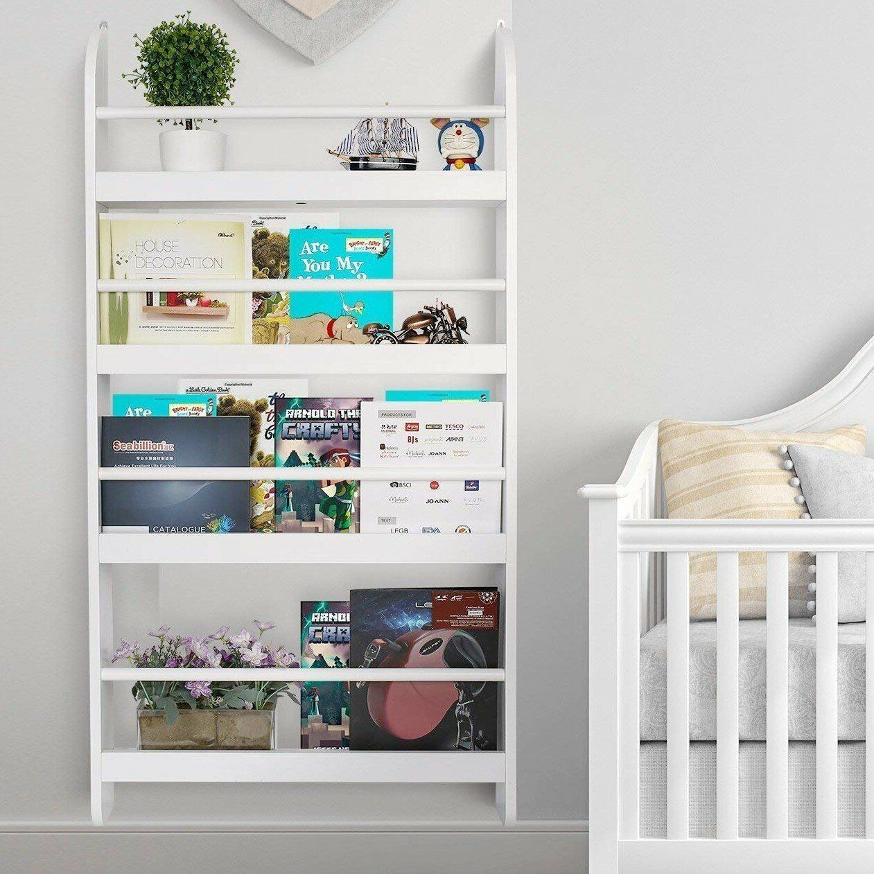 White Children Bookshelf Storage