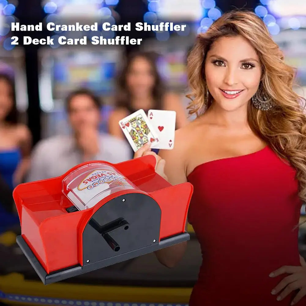 Hand-cranked casino card shuffler