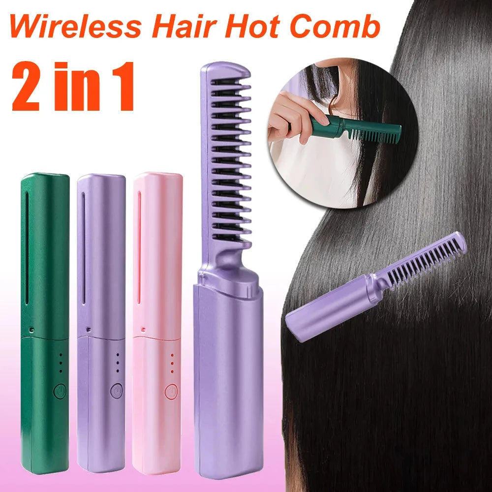 Wireless Hair Straightener Curler Comb