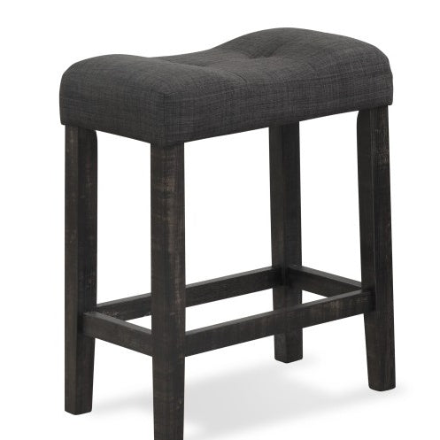 Sora Button Tufted Counter Height Saddle Stool, Set Of 2, Gray