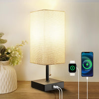 Bedside Table Lamp with USB Ports and 3 Brightness Levels