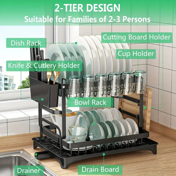 2-Tier Drying Rack with Drainage Board.