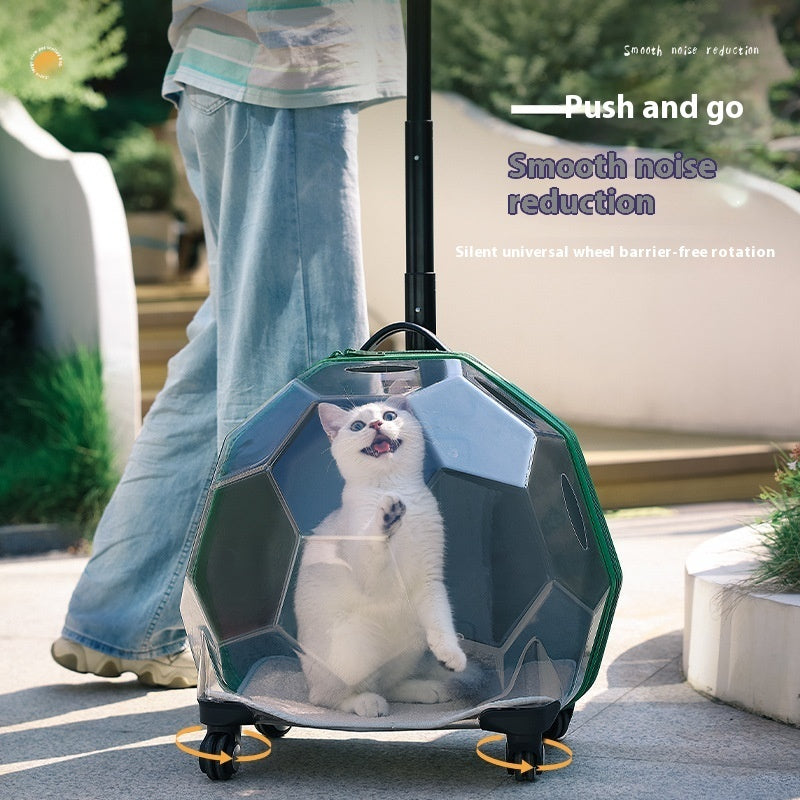 Portable Transparent Pet Trolley Suitcase.