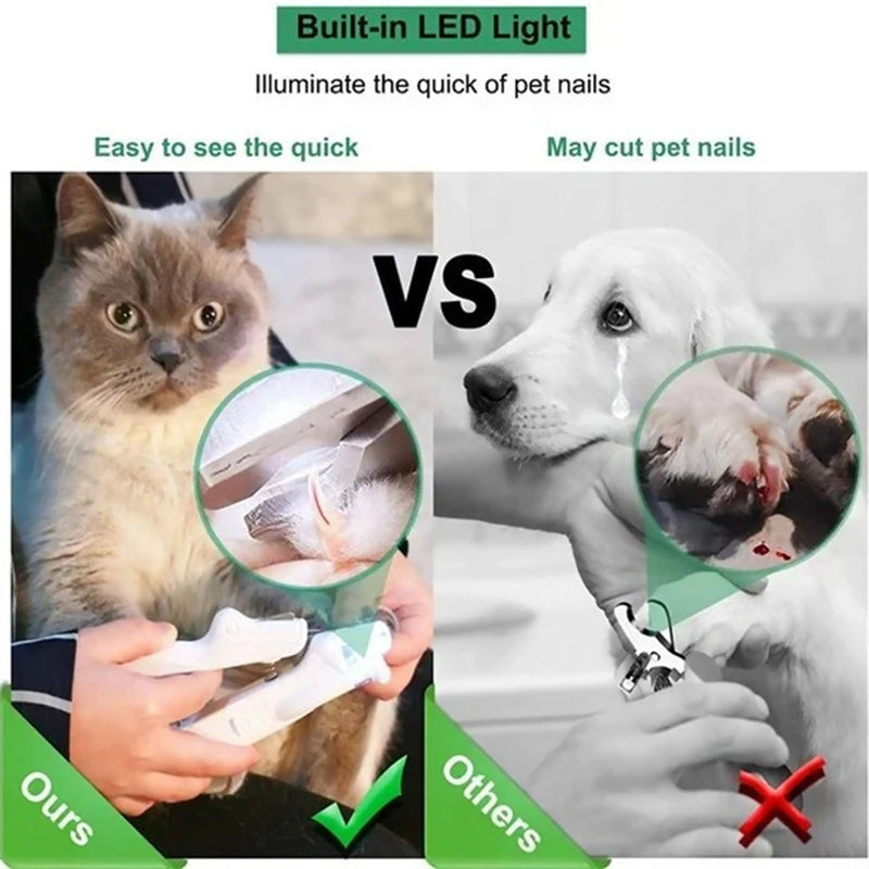 Pet nail clippers with LED light.