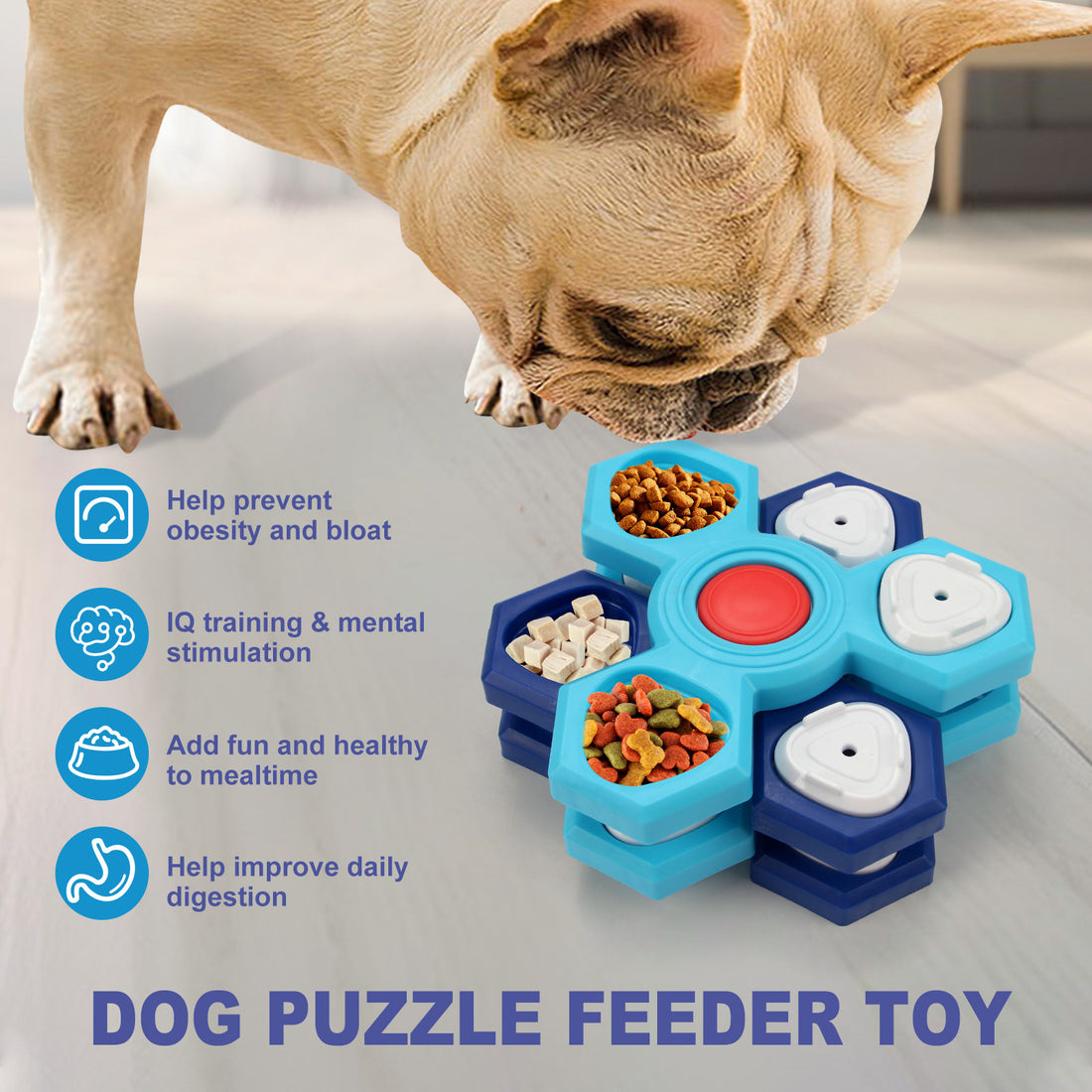 Interactive slow feeder dog bowl.