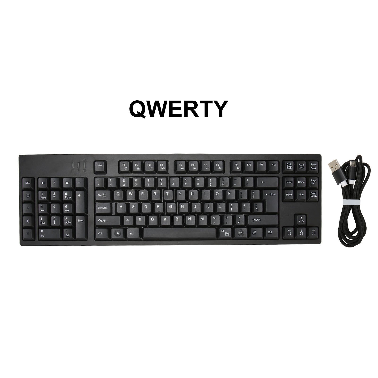 Left Handed Keyboard 109 Keys Micro USB Ergonomic Layout Plug and Play Office Keyboard for Business Accounting Designer