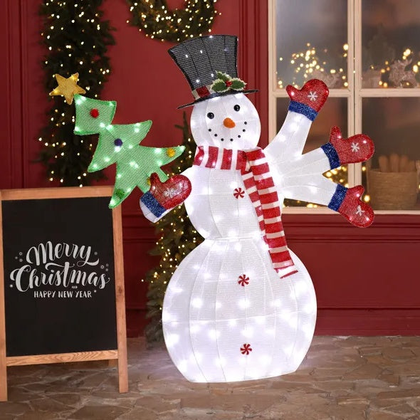 2D Lighted Snowman with 170 LED Lights for Outdoor Christmas Decor