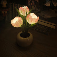 LED Tulip Night Light with Potted Flower Design