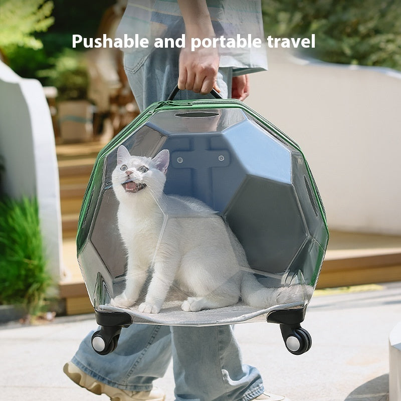 Portable Transparent Pet Trolley Suitcase.