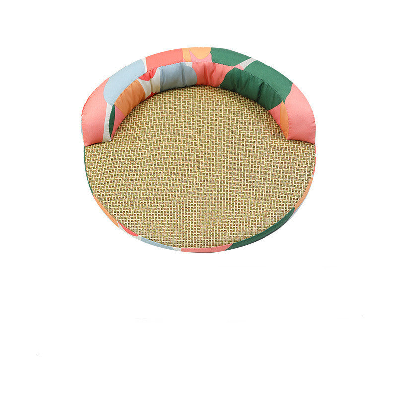 Summer Cool Rattan Pet Bed with Detachable Pillow