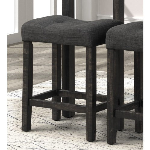 Sora Button Tufted Counter Height Saddle Stool, Set Of 2, Gray