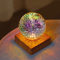 USB 3D Firework Crystal Ball LED Night Light for Christmas Decor