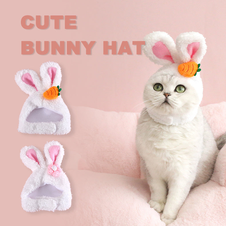 Plush Cartoon Pet Hat with Cat, Dog, and Rabbit Ears