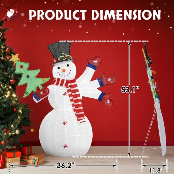 2D Lighted Snowman with 170 LED Lights for Outdoor Christmas Decor