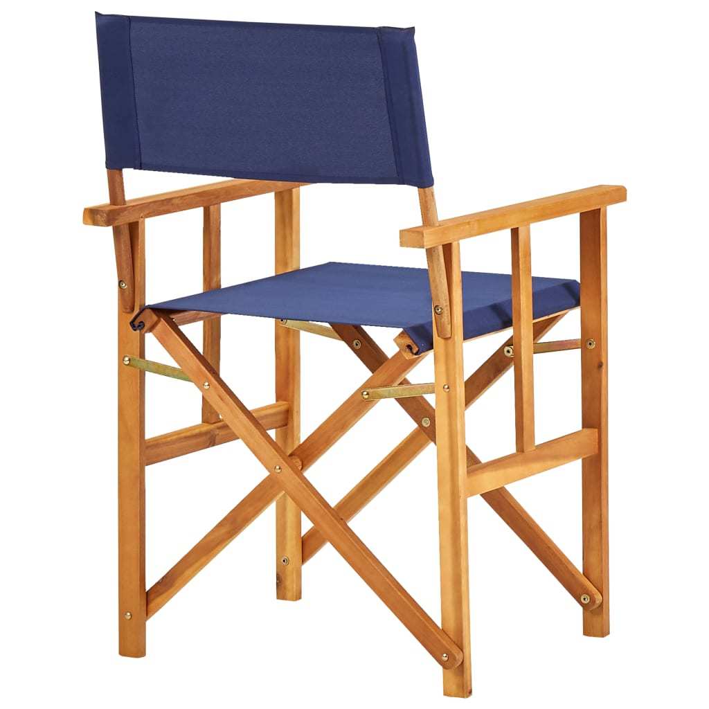 vidaXL Director's Chairs 2 pcs Solid Acacia Wood Blue