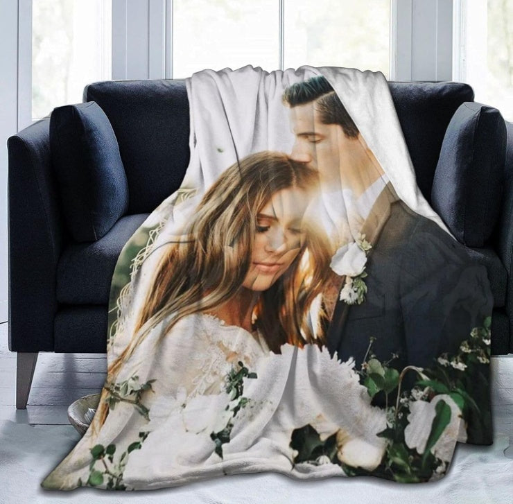 Custom photo flannel blanket.