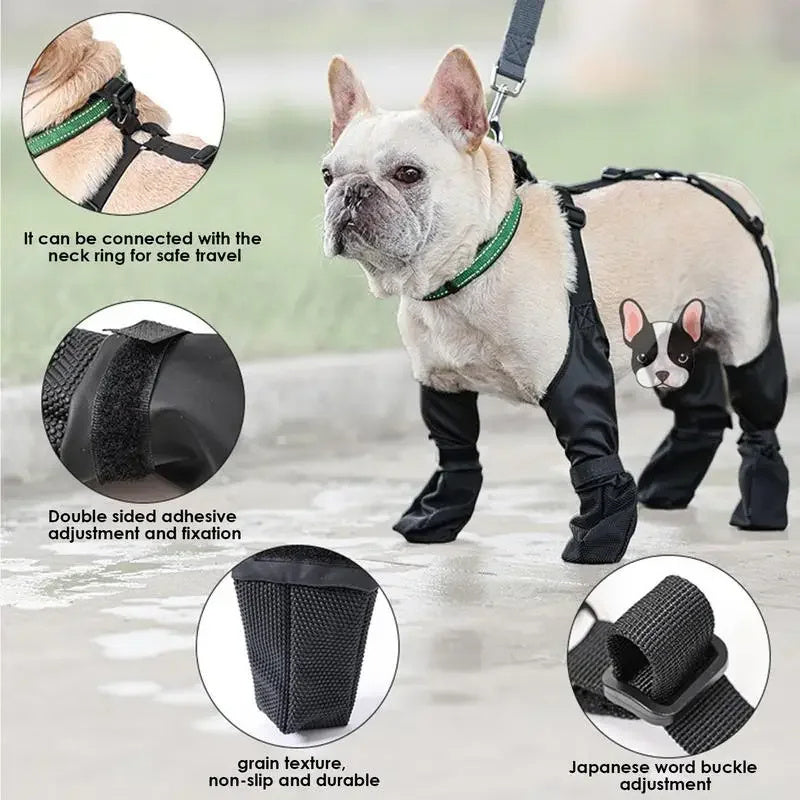 Adjustable waterproof dog shoes.