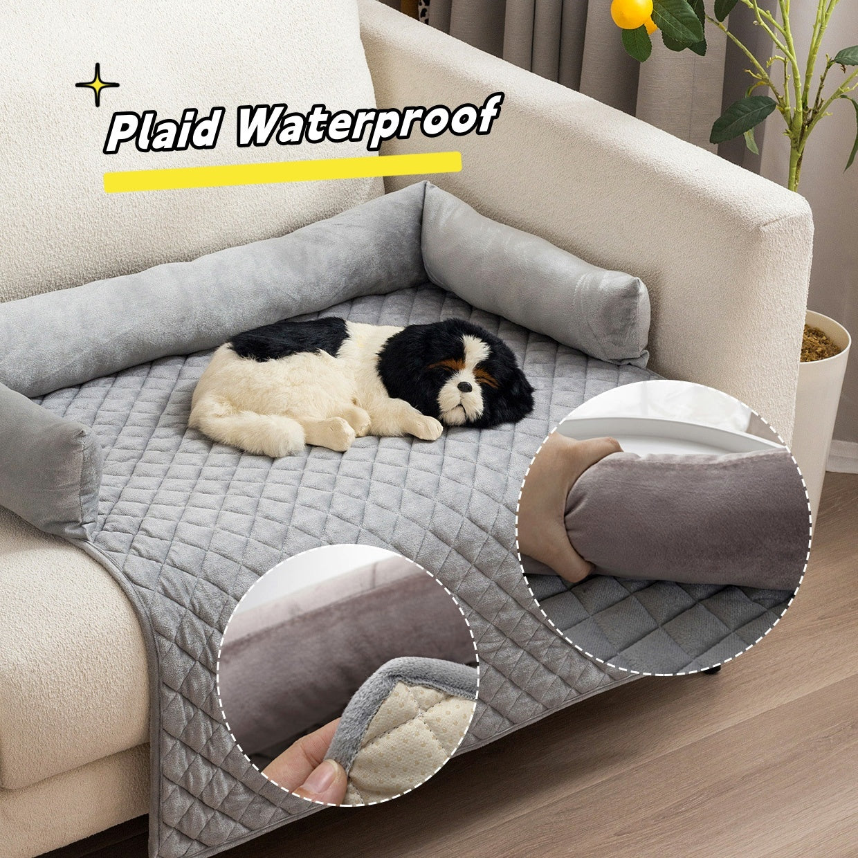 Large dog sofa bed with cushion.