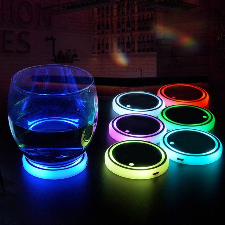 LED Light-Up Car Coaster: Solar & USB Charging