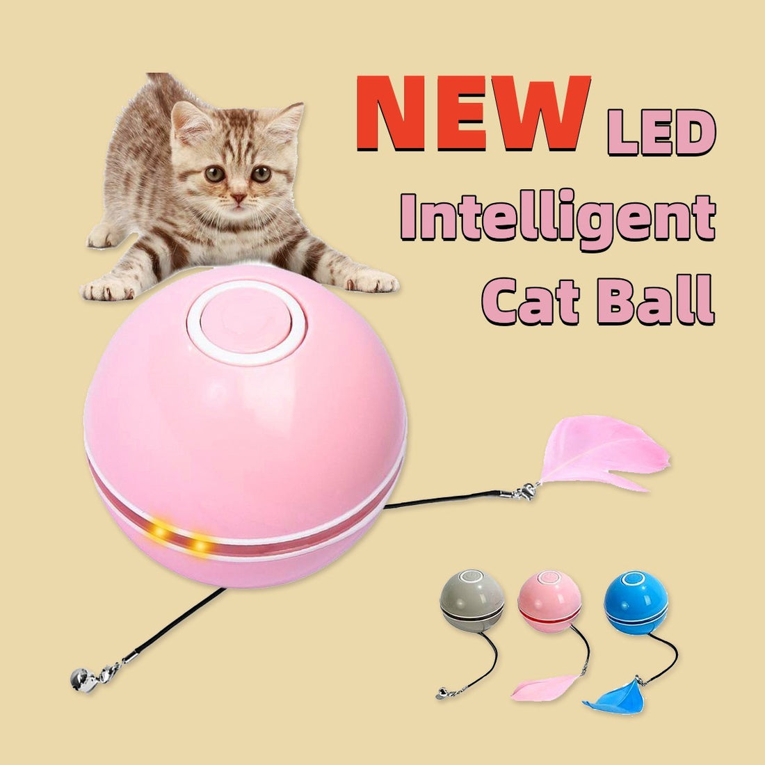 Automatic LED Intelligent Cat Ball Toy