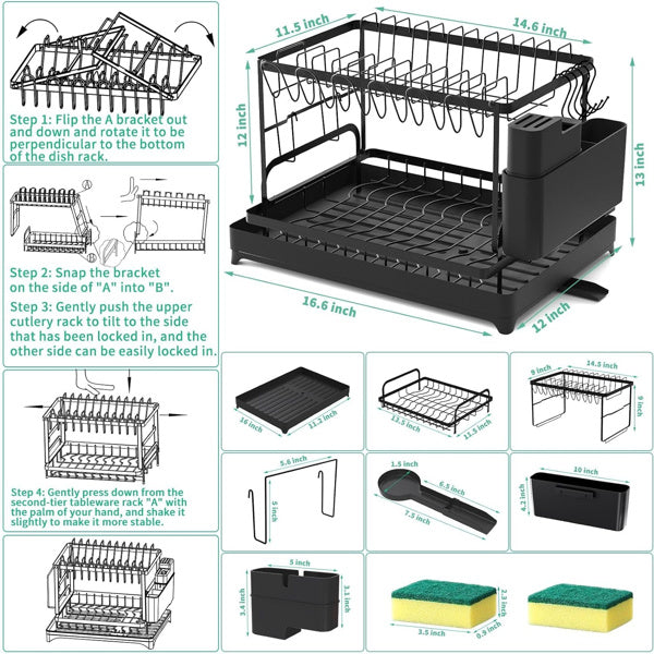 2-Tier Drying Rack with Drainage Board.